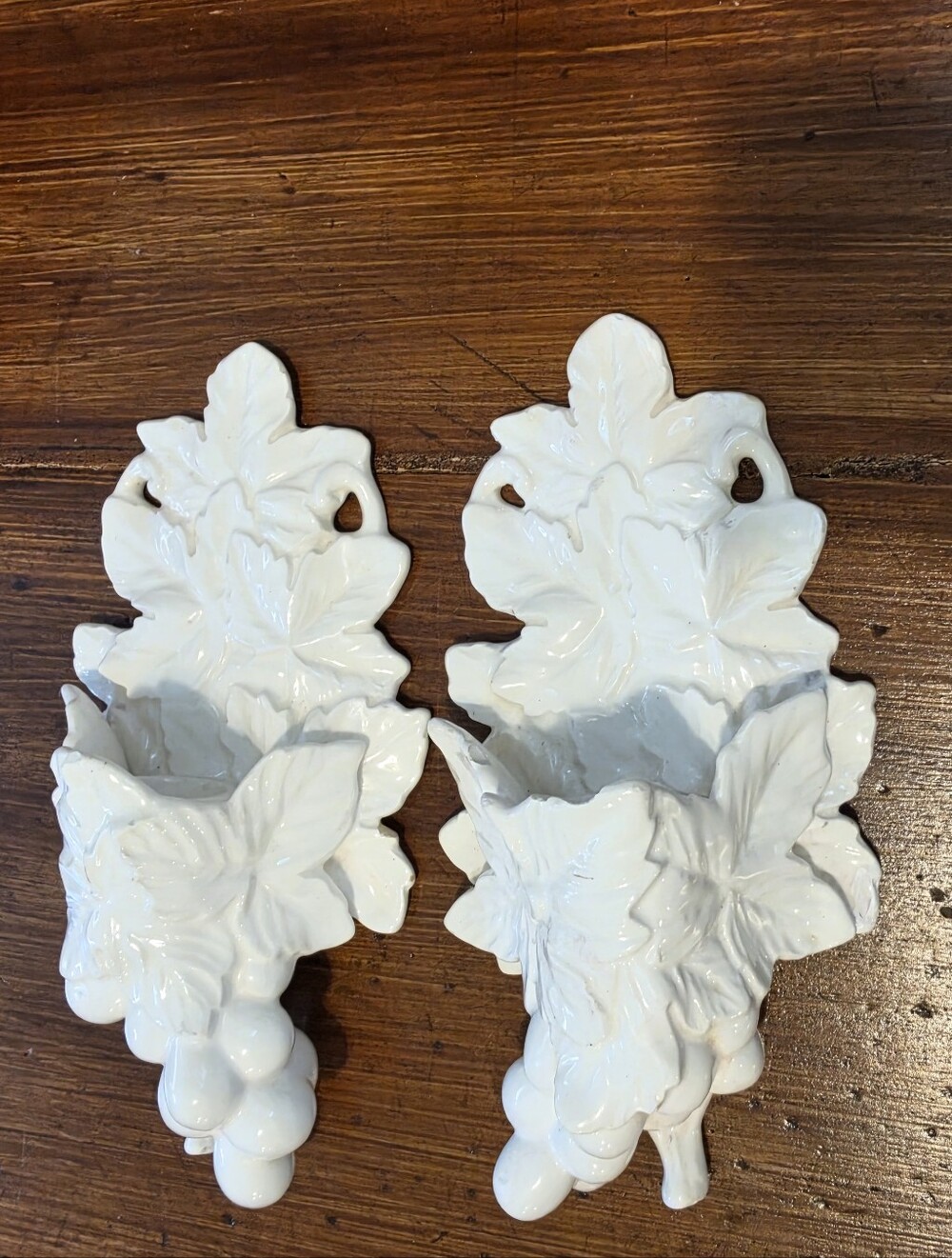 Vintage Chalkware Plaster Plaque Wall Hanging Fruit Ribbon MCM Hollywood Regency